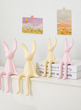 马卡龙创意卡通坐姿长耳兔摆件高档轻奢客厅电视柜酒柜玄关