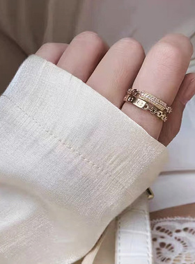 新款小众设计开口戒独特链条双层戒指女高级感时尚指环个性手饰