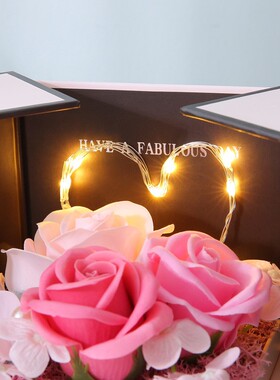 浪漫礼盒含香皂玫瑰耳钉口红项链