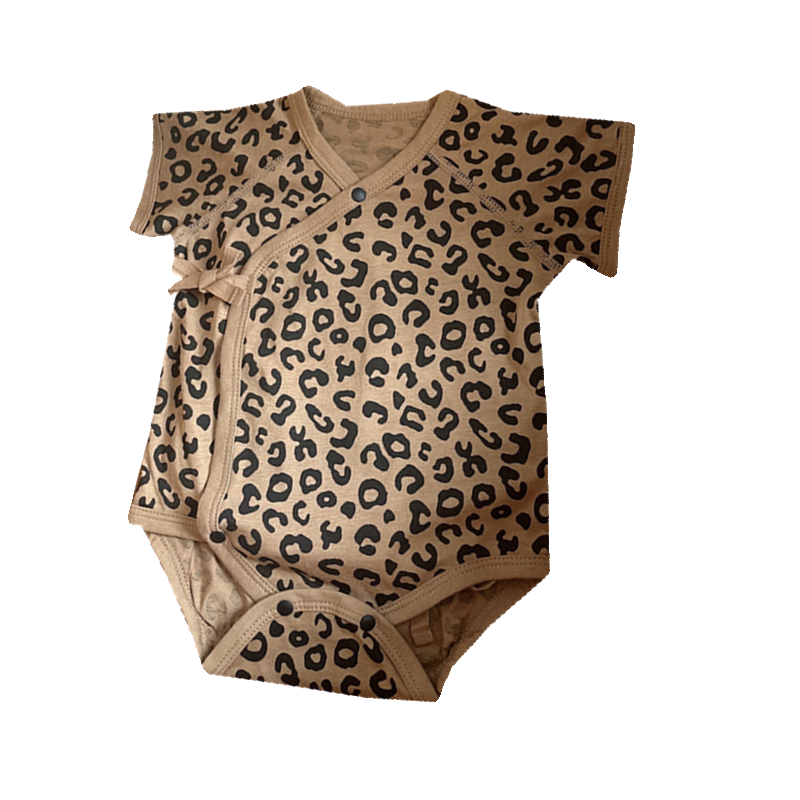 豹纹新生儿婴儿衣服夏季短袖包屁衣纯棉a类男孩女宝宝三角哈衣52 - 图2