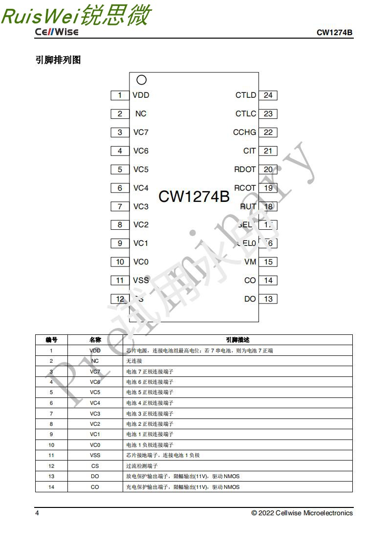 Cellwise赛微原装 CW1274BNAS CW1274BNBS 钠离子 4-7 节电池保护 - 图2