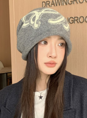 显脸小堆堆帽女秋冬季保暖针织帽