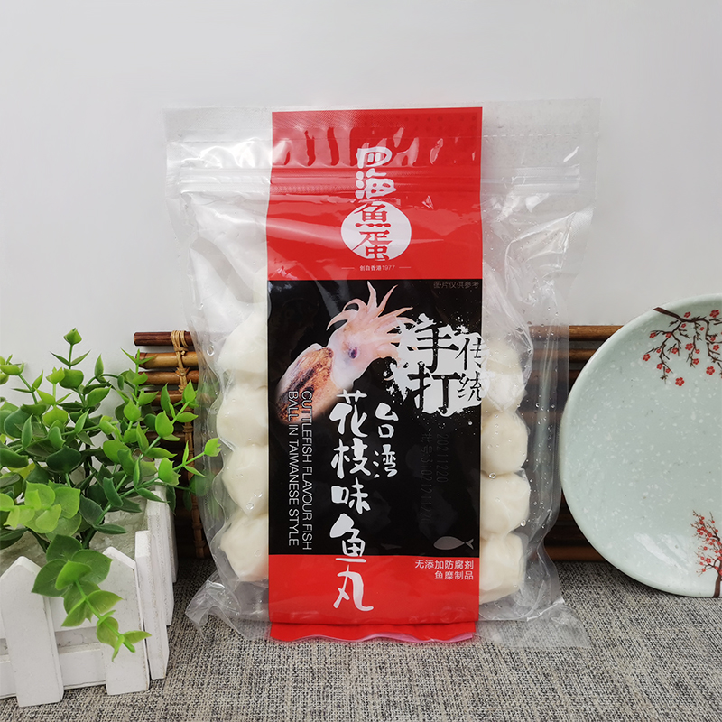 四海手打花枝味鱼丸500g 香港仔鱼蛋花枝丸 关东煮火锅鱼丸子 - 图0