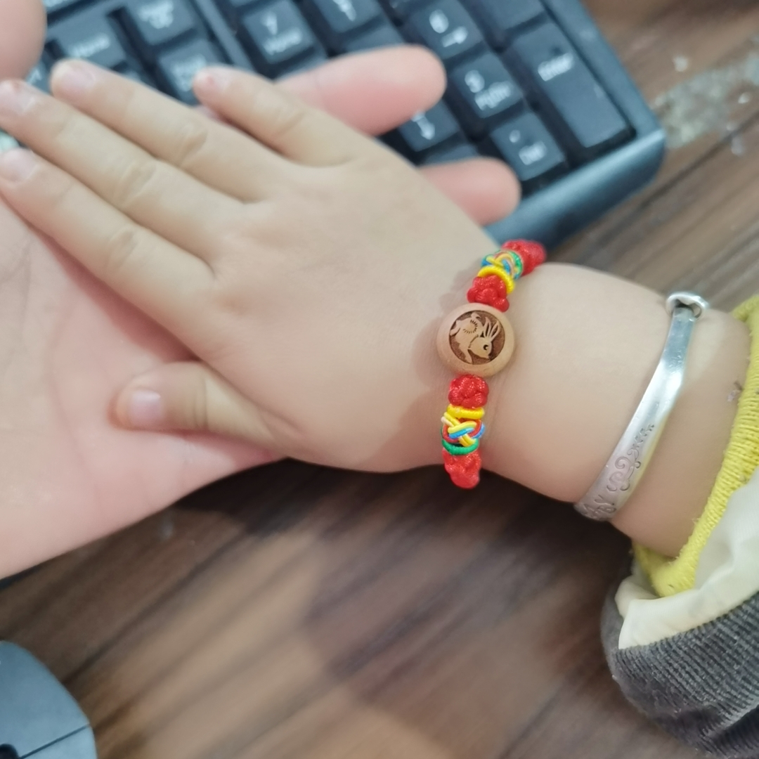 宝宝婴儿童红绳手链桃木雕刻生肖本命虎五彩绳脚链平安男女手串 挚爱宝珼 淘优券