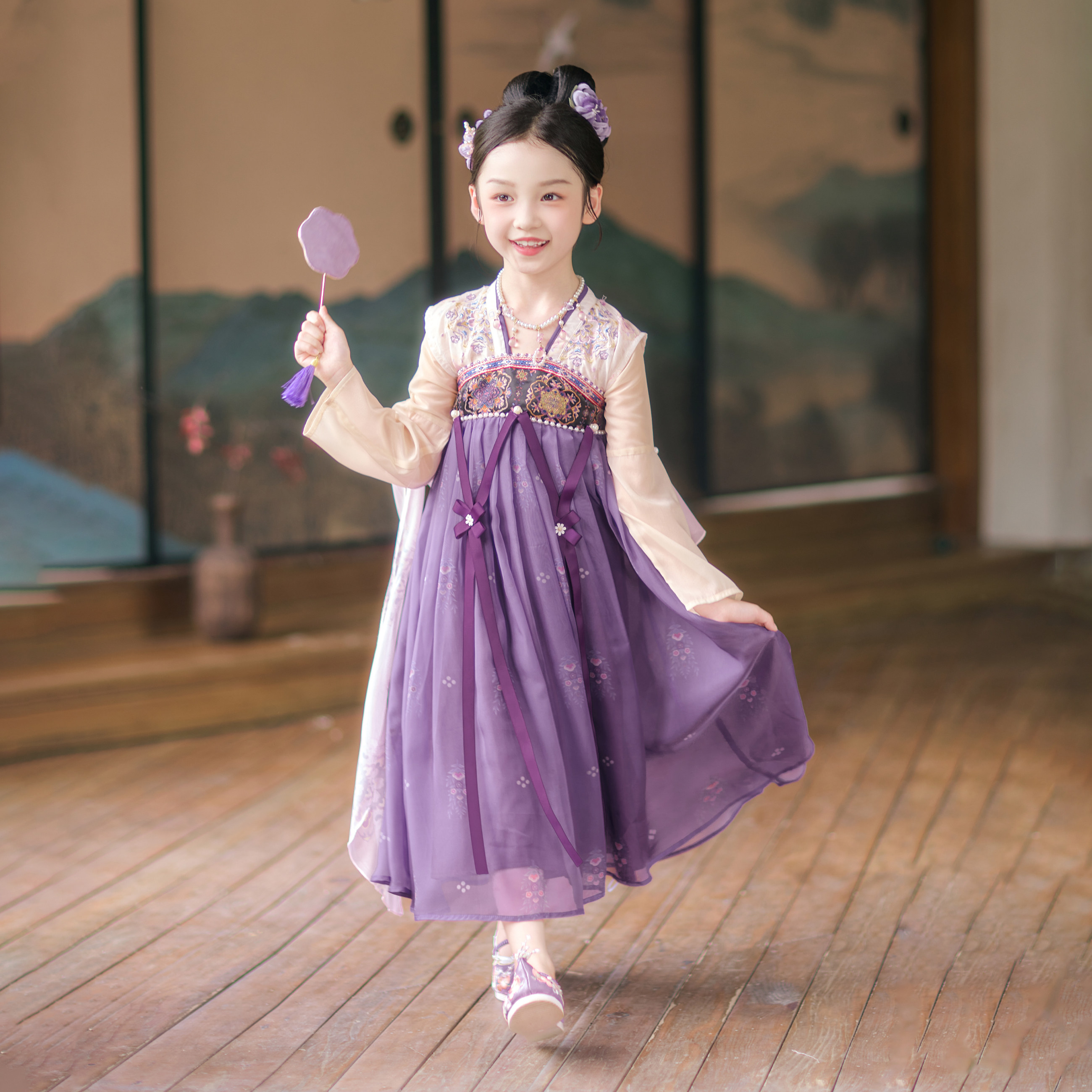 汉服女童2026春秋款儿童高端仙气古风飘逸公主襦裙女孩古装表演服,淘宝优惠券,粉丝福利购,淘宝优惠卷