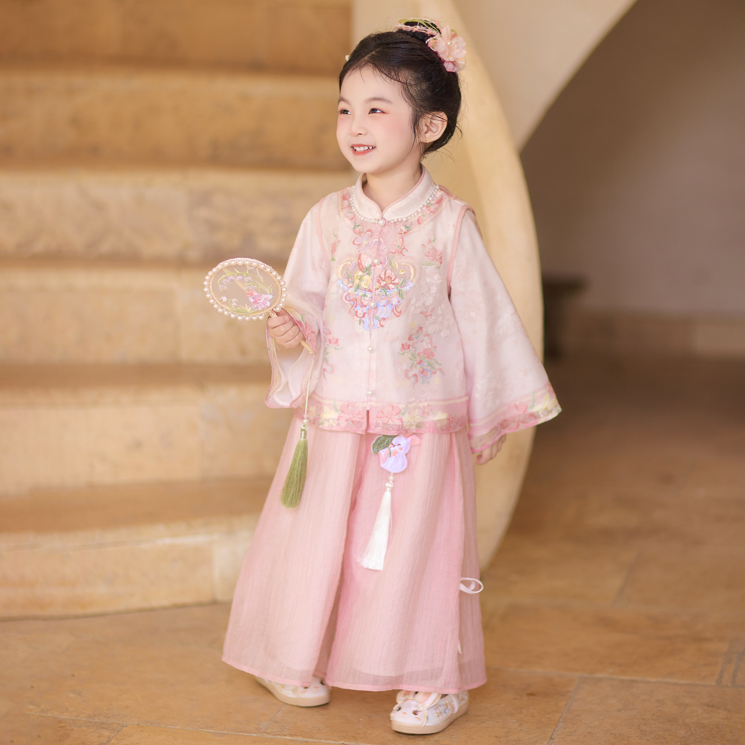 汉服女童2026春秋款儿童新中式裤子套装小女孩长袖国风套装两件套,淘宝优惠券,粉丝福利购,淘宝优惠卷