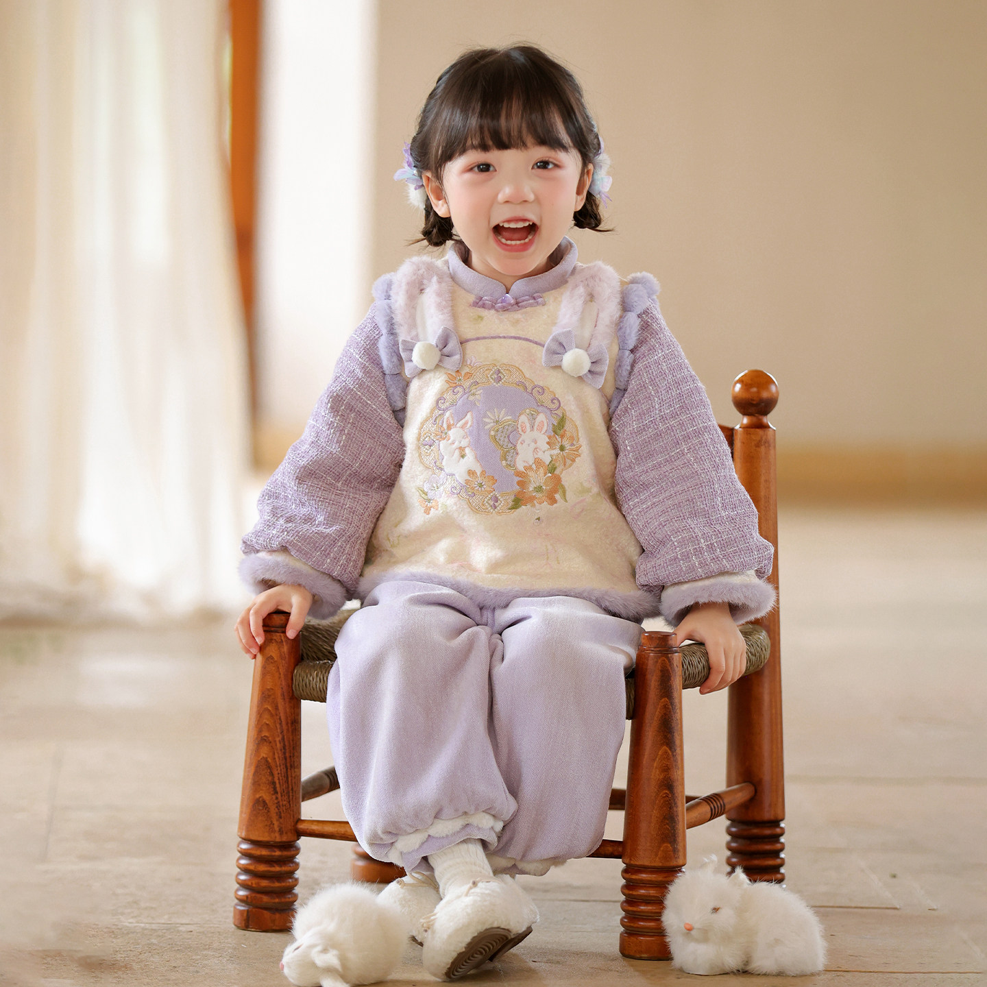 汉服女童2025冬款儿童新中式国风仙气加绒裤子套装女孩仙气拜年服,淘宝优惠券,粉丝福利购,淘宝优惠卷