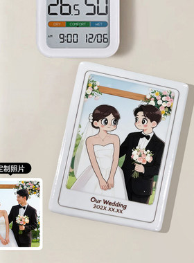 陶瓷冰箱贴定制宠物婚礼照片磁吸浮雕文创周边七夕创意纪念礼品
