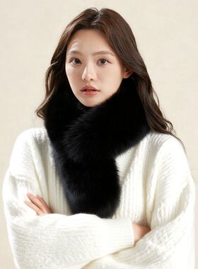 夹子款真狐狸毛围巾女冬季