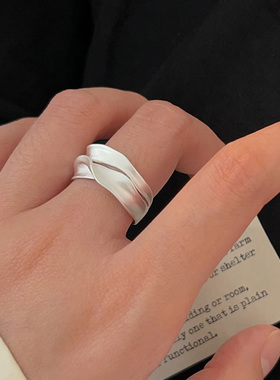 新款S925银喷砂双层戒指