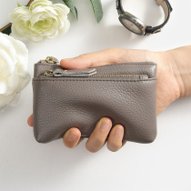 Genuine Leather Small Zero Wallet Woman Mini Key Triple new Mom Handheld cow leather Money bag Jane about zipped small purse