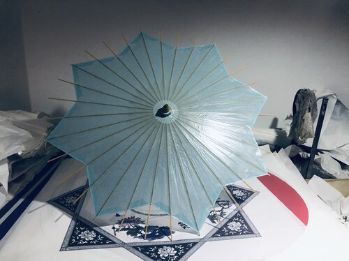来图定制特殊油纸伞天蓝色多边形游戏伞拍照道具装饰舞蹈走秀包邮 - 图0
