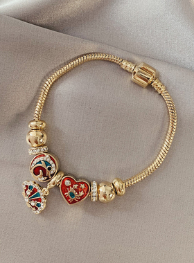 女士高级感红色小动物爱心串珠