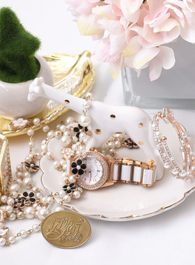 陶瓷长颈鹿首饰盘饰品陈列柜台