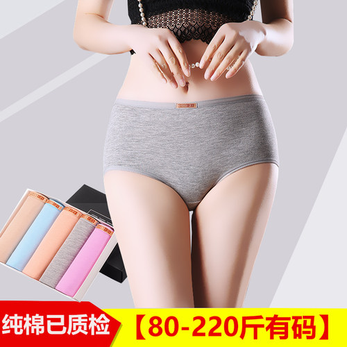 5条装中腰纯棉内裤性感全棉质面料非抗菌胖MM女士加大码三角100% - 图0