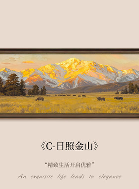 日照金山中古风客厅背景墙油画