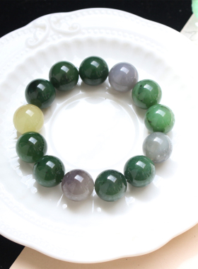 天然和田玉手链圆珠男女款佛珠手串A货碧玉16mm玉石饰品实物拍摄