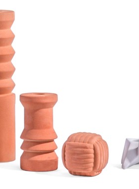 橙白色陶瓷磨砂色釉螺纹折纸摆件欧式客厅卧室样板房创意简约饰品