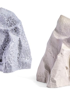 橙白色陶瓷色釉不规则体假山摆件欧式客厅办公室样板房简约装饰品