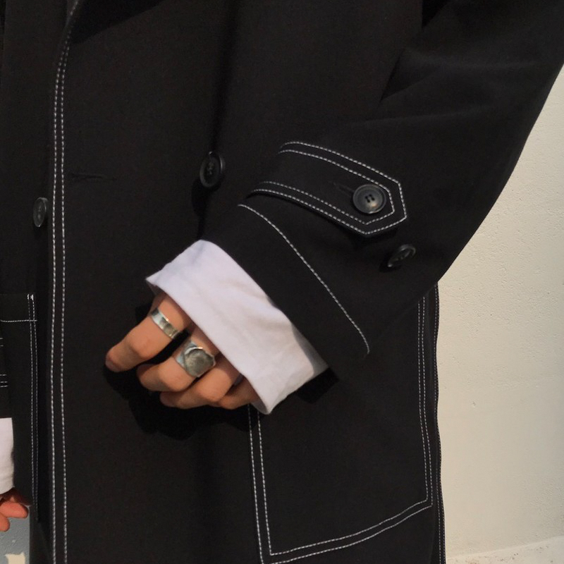 情侣装风衣翻领外套男女同款宽松黑色显瘦 超火秋长款过膝 ins chic 情侣装风衣翻领外套男女同款宽松黑色显瘦 超火秋长款过膝 ins chic