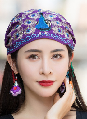 刺绣花帽子棉麻女帽头巾包头帽子