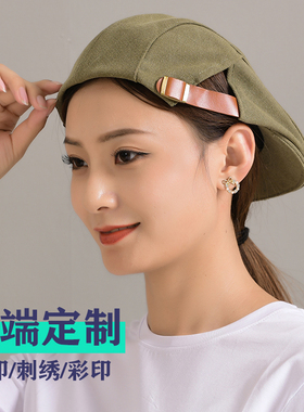 餐饮帆布厨师工作帽子加厚男女服务员餐厅厨房奶茶蛋糕店定制logo