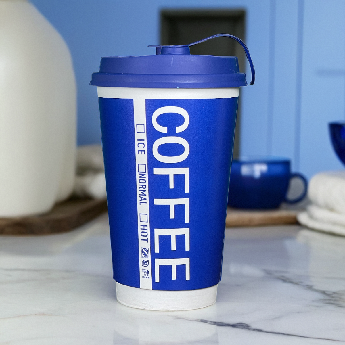 蓝色COFFEE500ml双PE可加冰中空纸杯500品质好货加厚防烫奶茶咖啡,淘宝优惠券,粉丝福利购,淘宝优惠卷