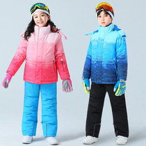 Winter children ski suit girl boy even body outdoor thickened waterproof snowboarding ski pants suit ski suit