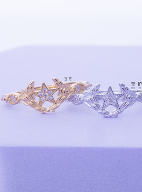 守护925银军恋橄榄枝五角星戒指