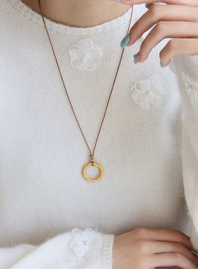 简约气质百搭哪吒乾坤圈吊坠项链轻奢小众高级感长款毛衣链女