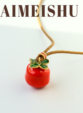 原创新中式滴油柿柿如意毛衣链复古简约时尚百搭高级感长款项链女