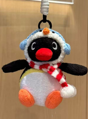 日本BOOKOFF滑雪pingu企鹅挂件毛绒玩偶钥匙扣车载包包挂生日礼物