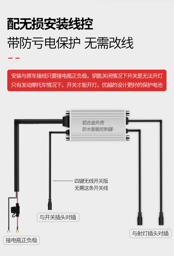 摩托车射灯强光灯带透镜铺路灯无极300AC RR超亮改装爆闪灯远近光 - 图2