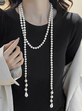 赫本风长款叠戴珍珠项链女毛衣链气质高级感轻奢小众2025新款爆款