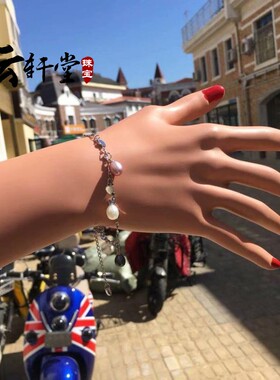 水滴吊坠纯银手串日韩风天然珍珠