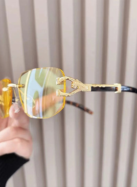 保罗雷朋官网新款时尚个性玳瑁豹子头金属老花镜无框切边高级感防