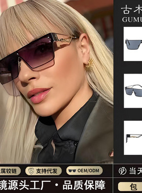 保罗雷朋官网2025新款太阳镜跨境热卖一体式防风墨镜猎豹子装饰太