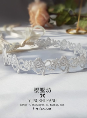 在逃公主  甜美超仙气蝴蝶结蕾丝花朵系带项圈choker颈带锁骨项链