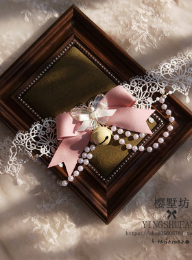 洛丽塔蝴蝶结珍珠铃铛蕾丝项链