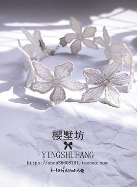 韩国版白色蕾丝花朵短款饰品简约