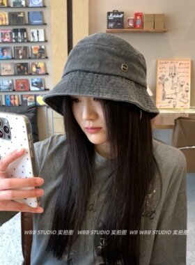WBB万年基础款渔夫帽女百搭休闲水洗盆帽春夏遮阳帽显脸小帽子