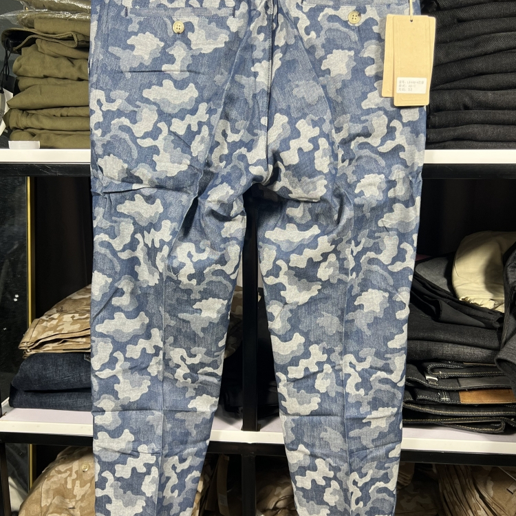 古伦仕GOORENCH春夏季港风英伦海蓝色 迷彩九分裤男韩版修身纯棉 - 图0