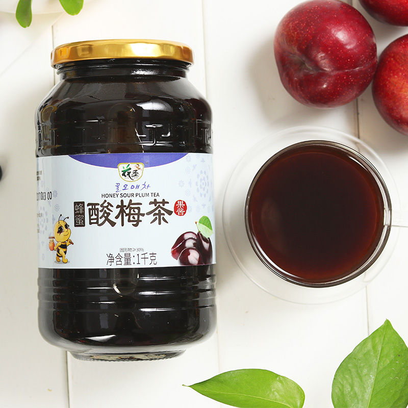 花圣食品旗舰店花圣蜂蜜酸梅茶1000g 蜂蜜果味茶水果酱浓缩酸梅汤汁冲饮品批发0