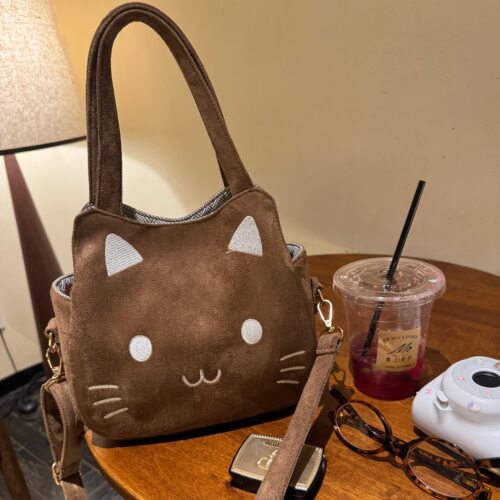 韩系毛绒猫咪包包2026冬季新款日常通勤百搭收纳包上班杂物手提包 - 图3