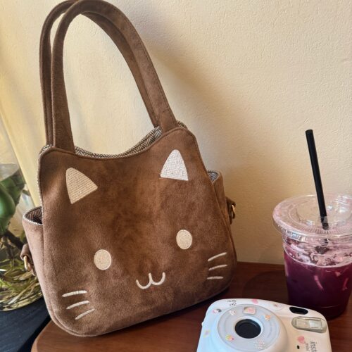 韩系毛绒猫咪包包2026冬季新款日常通勤百搭收纳包上班杂物手提包 - 图1