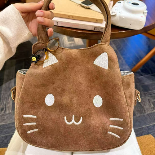 韩系毛绒猫咪包包2026冬季新款日常通勤百搭收纳包上班杂物手提包 - 图0