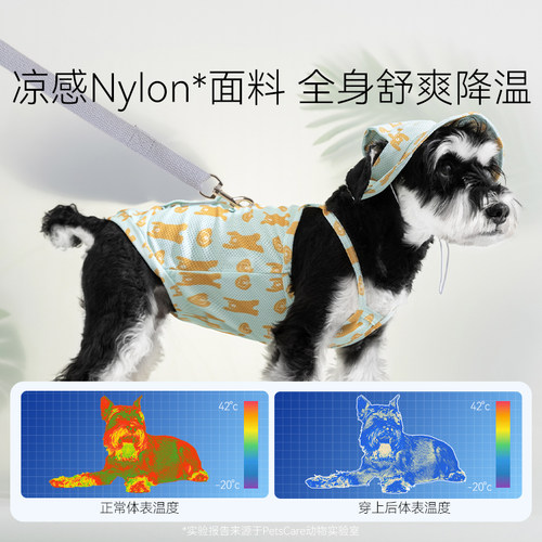 送帽子小狗狗衣服防晒凉凉衣宠物泰迪比熊雪纳瑞猫咪背心夏季薄款 - 图0
