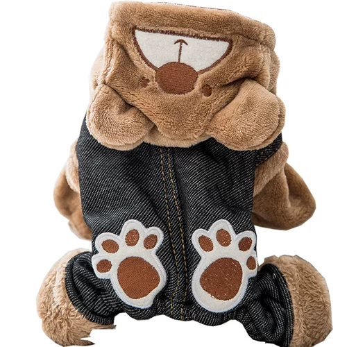 Собачья одежда утолщенная и теплая в зимнем Новом году Интернет-знаменитость Тедди четвероногий Bichon Bear Bear Pomeranian маленький собачий домашнее животное осень и зимняя одежда