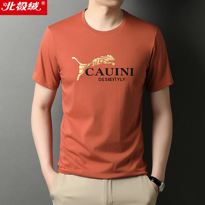 北极绒夏季冰丝短袖T恤男v领潮流打底衫男装半袖上衣服潮牌体恤