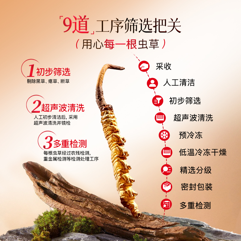 余仁生冬虫夏草正品官方旗舰店干货干草虫草40#10g礼盒送礼长辈